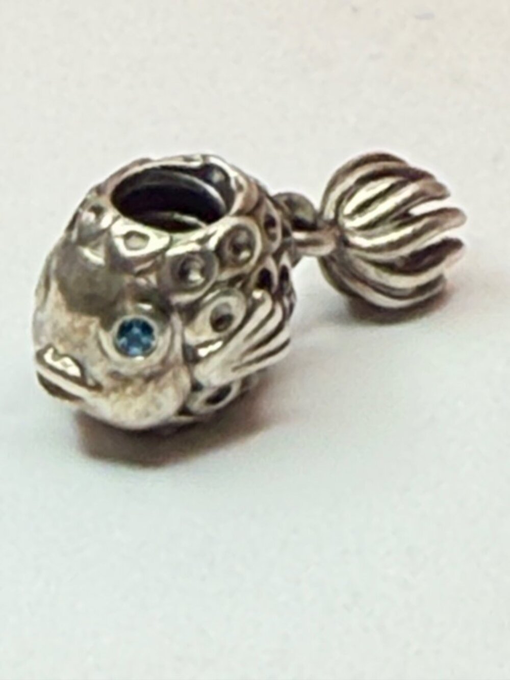 Retired Pandora Splish Splash Fish Blue Topaz Charm 791108TPP Sterling Silver